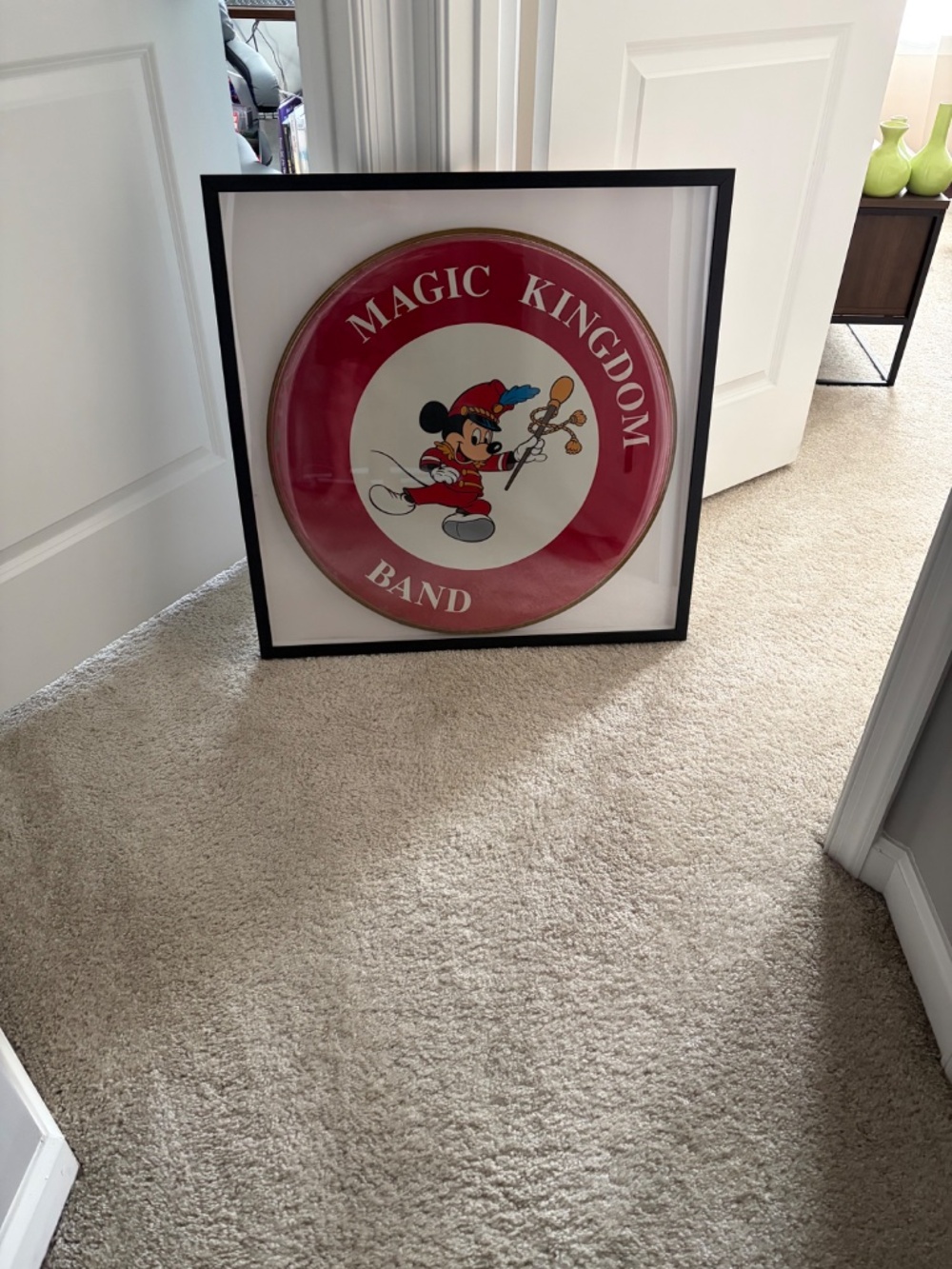 Disney World Magic Kingdom Band Park Used Mickey Drumhead COA Framed